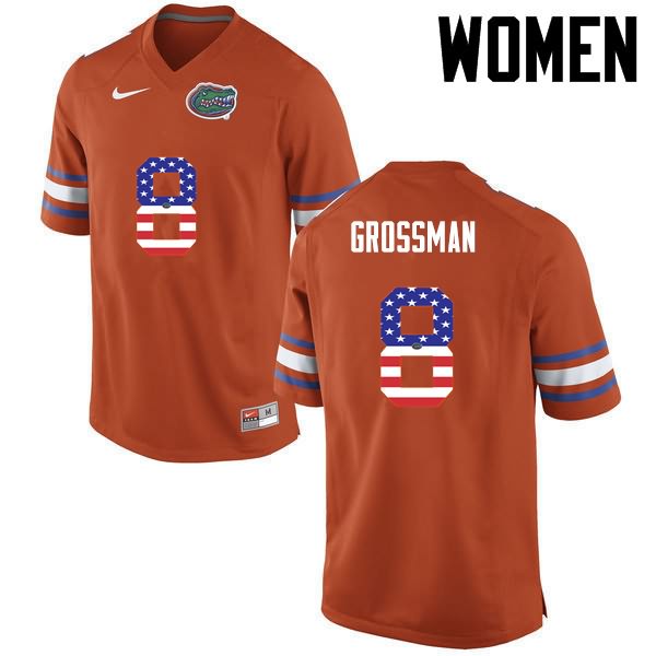 NCAA Florida Gators Rex Grossman Women's #8 USA Flag Fashion Nike Orange Stitched Authentic College Football Jersey BIN5464BB